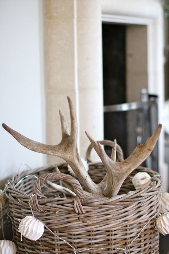 deer antlers in fireplace