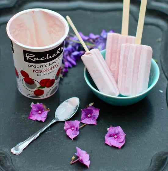raspberry frozen yoghurt pops